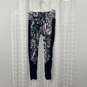 Full length pink and black leggings